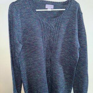 Laura Scott Heathered Blue Crew Neck Sweater
